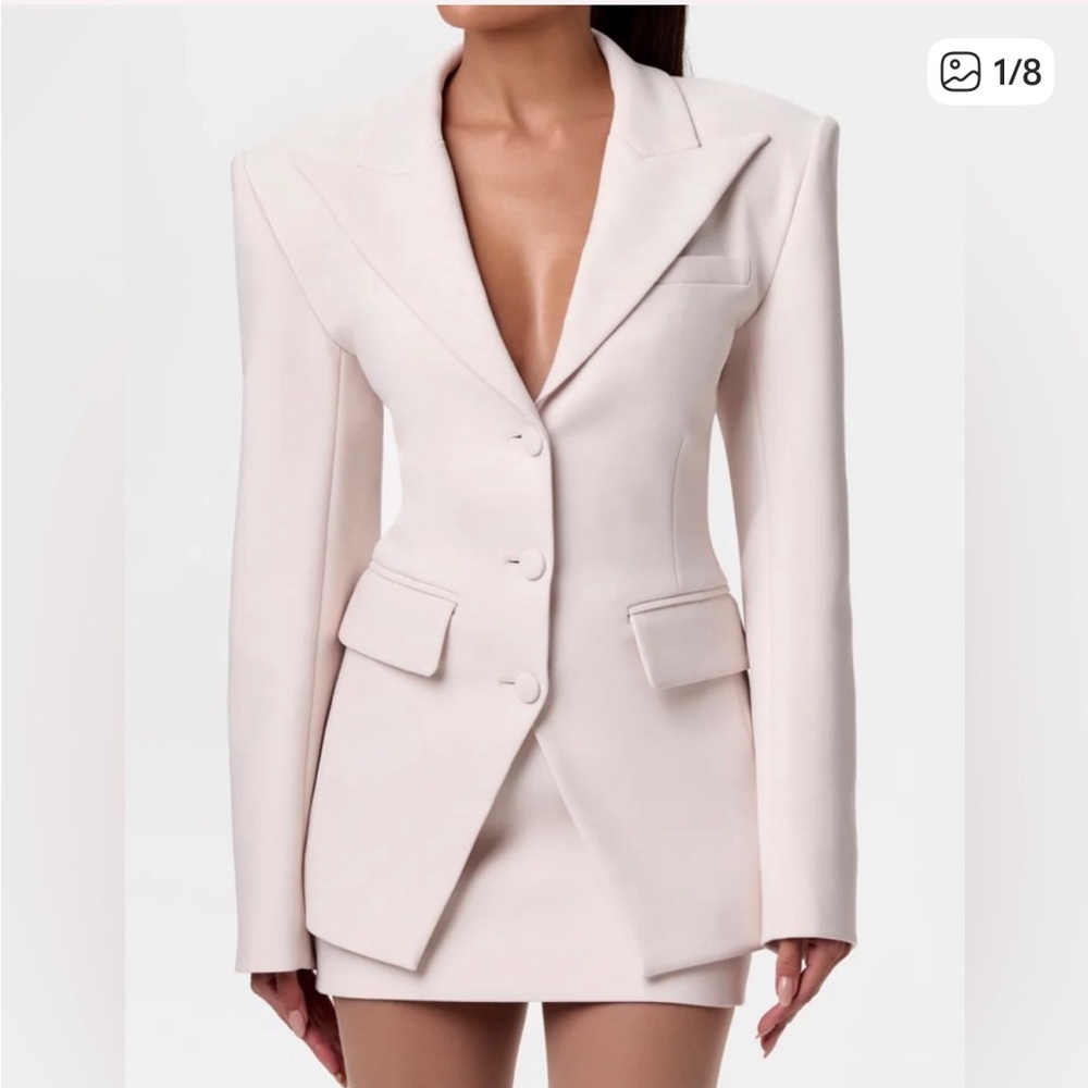 naked wardrobe Blazer Dress in Soft Cream